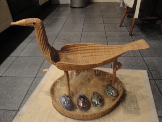 rotan eend met schaal, Antiek en Kunst, Curiosa en Brocante, Ophalen of Verzenden