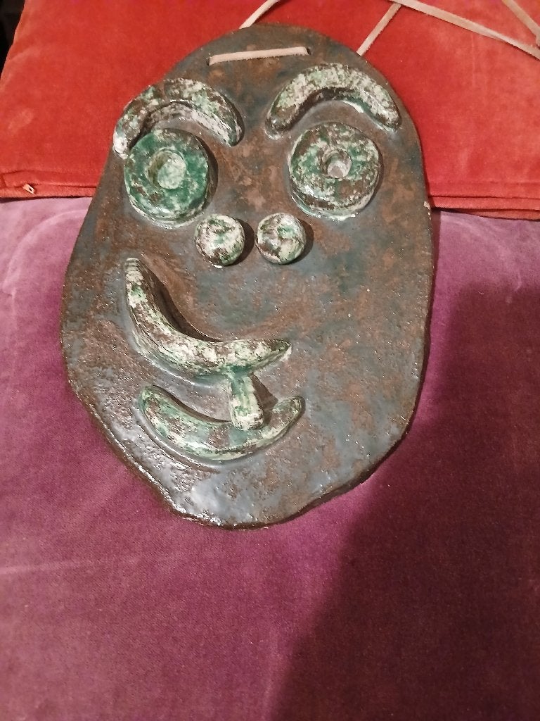 Retro muurhanger,wanddecoratie. vrolijk rokende man, Antiek en Kunst, Curiosa en Brocante, Verzenden