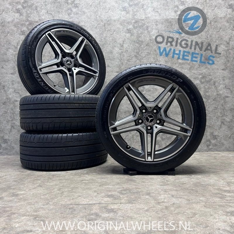 18 inch originele AMG velgen + zomerbanden MB C klasse W205, Gebruikt, -, -, Banden en Velgen