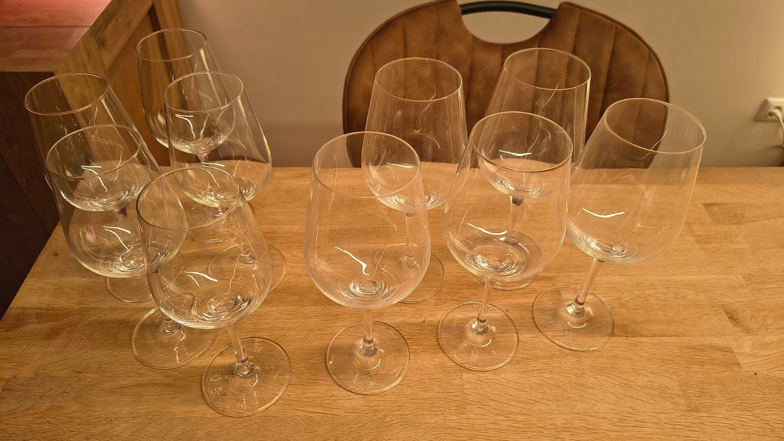 Set van 6 Wijn Glazen: 3 Rode en 3 Witte Wijnglazen, Ophalen of Verzenden, Gebruikt, Glas