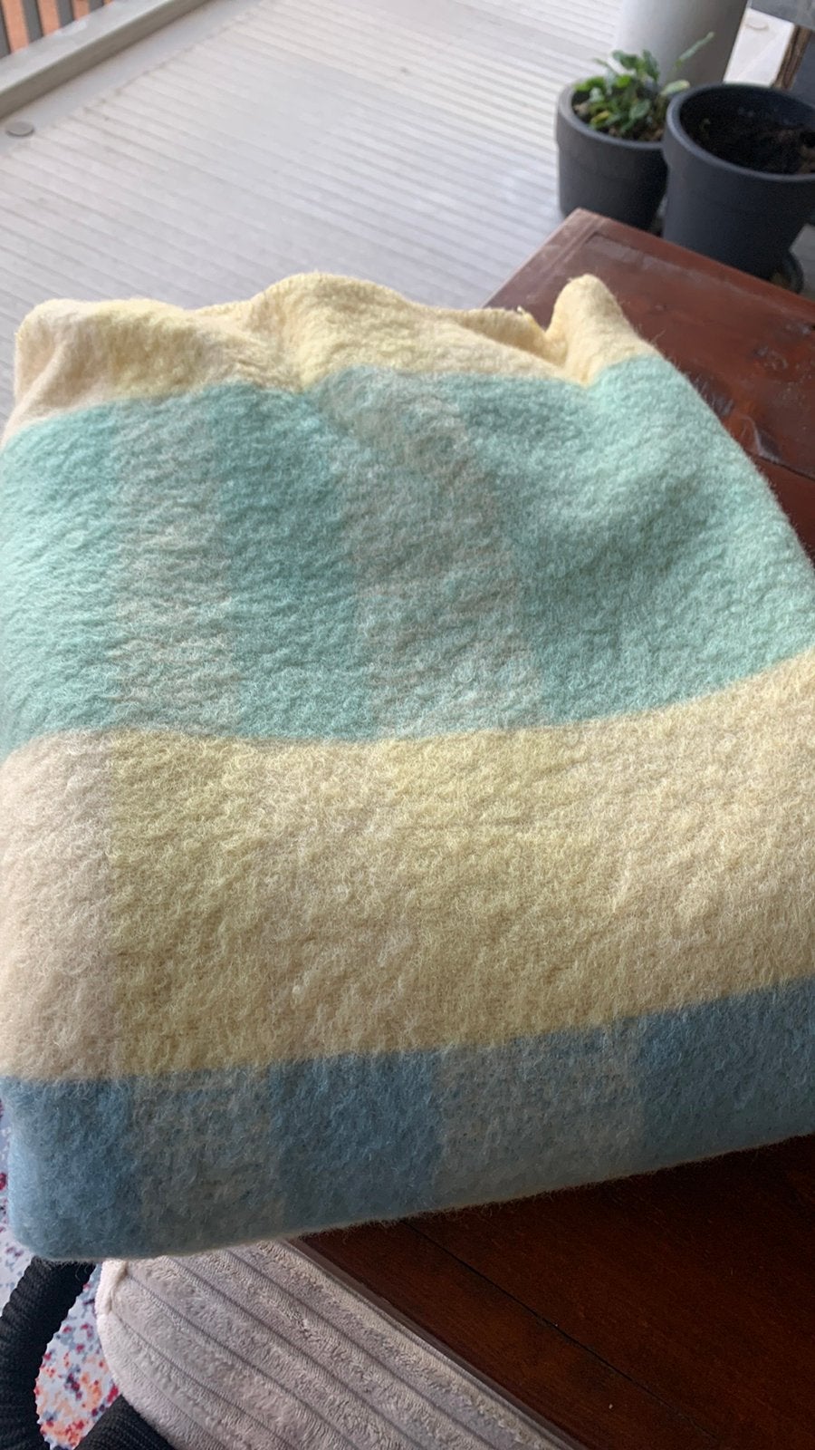 Mooie vintage deken in pastelkleuren, Ophalen, Zo goed als nieuw