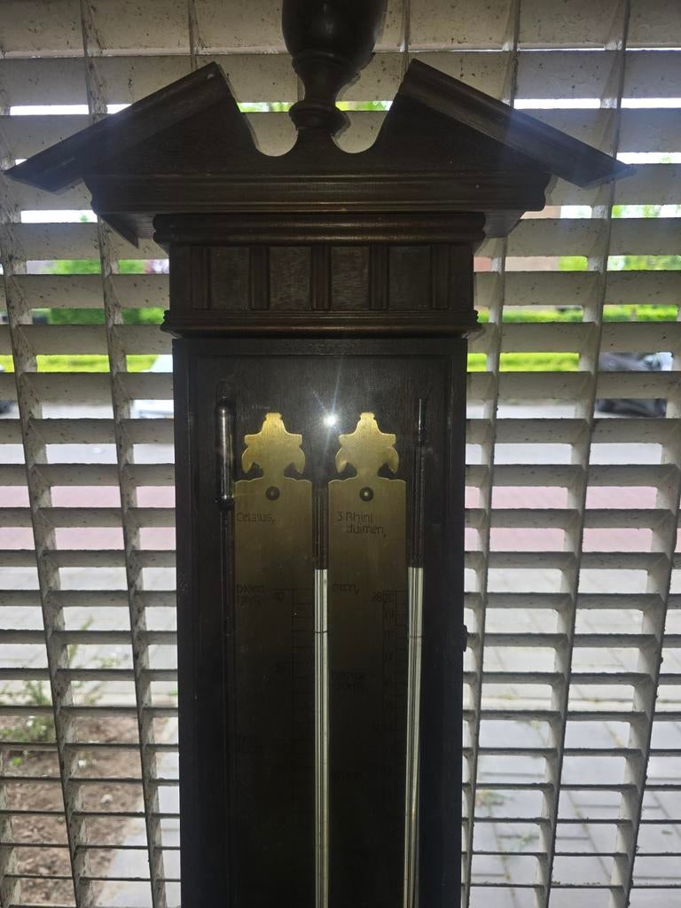 Antieke Barometer/Weerstation - Hout en Messing, Ophalen of Verzenden, Gebruikt, Weerstation