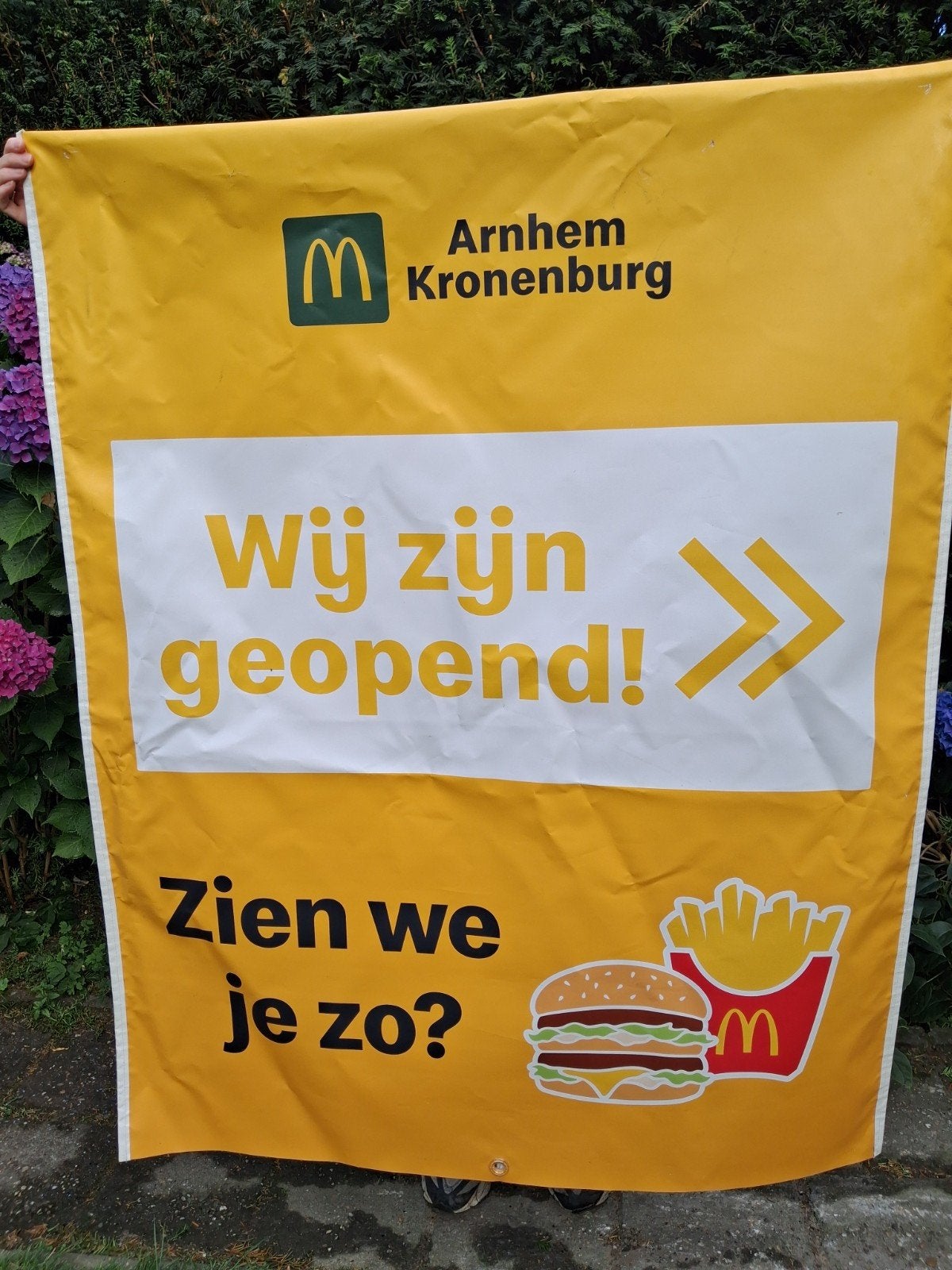 McDonald's poster zeil reclame Arnhem, Ophalen of Verzenden, Reclamebord