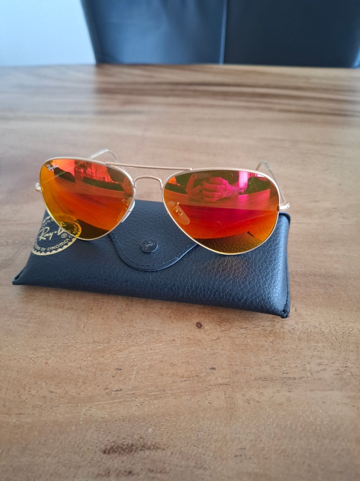 Ray-Ban Aviator Flash Lenses zonnebril met gouden montuur, Ophalen of Verzenden, Zo goed als nieuw, Zonnebril, Ray-Ban