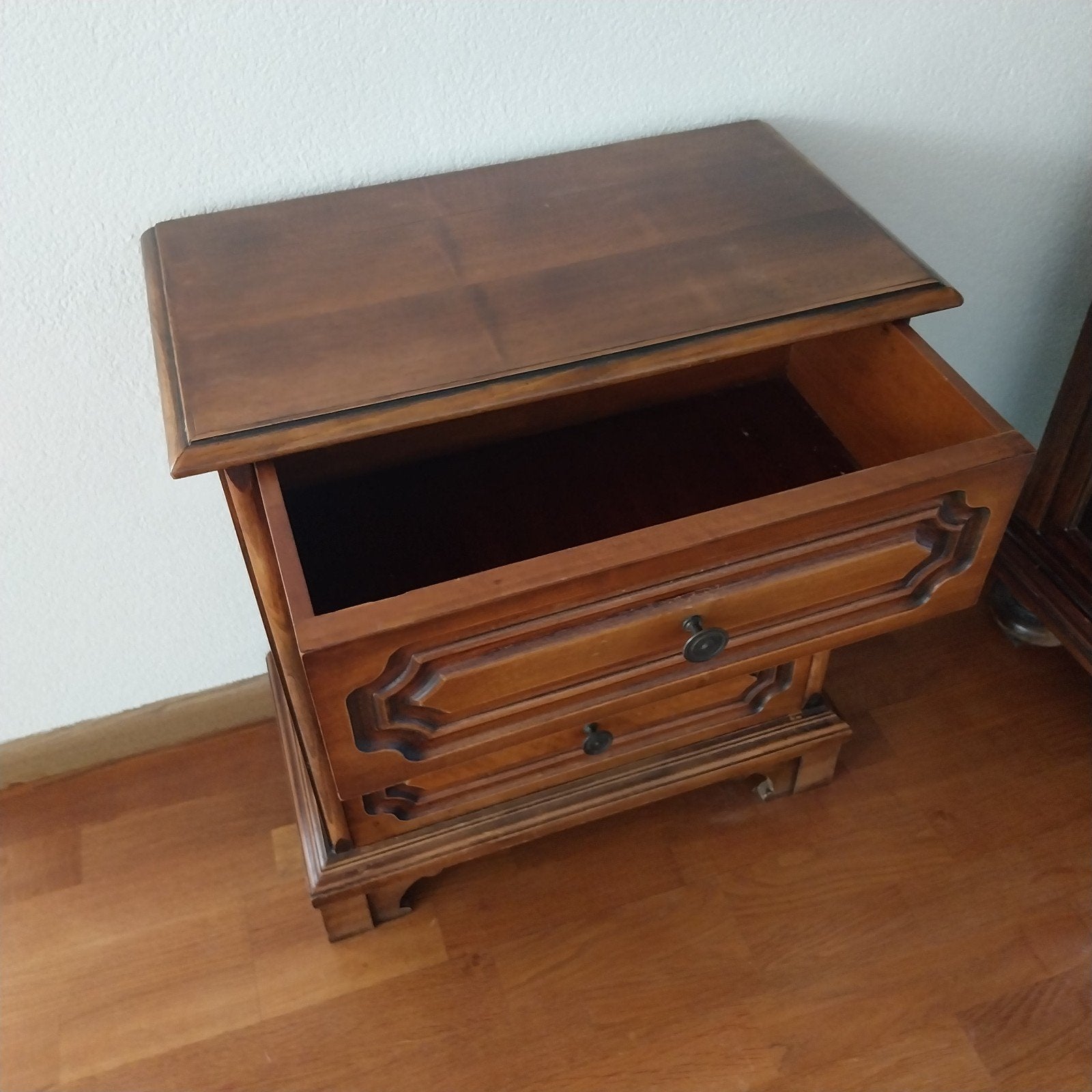 Kastje met 3 Lades - donker hout, Ophalen, Gebruikt, 55 tot 70 cm, 45 tot 65 cm