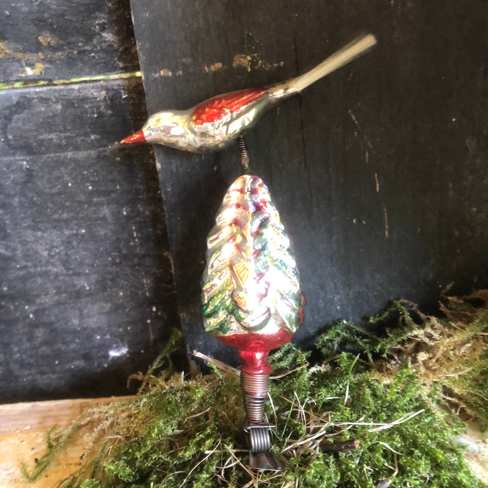 Antieke kerstbal vogel op kerstboom, Ophalen of Verzenden