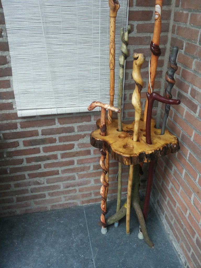 Handmade WANDELSTOKKEN opbergrek - natuurlijk houten houder, Ophalen