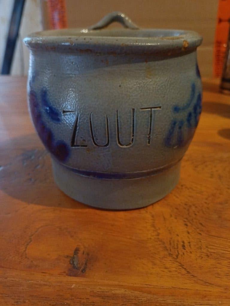 vintage zoutpot, Ophalen of Verzenden, Gietijzer, Pot, Bus of Blik