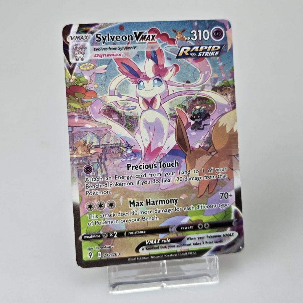 TCG Sylveon VMAX (EVS 212) Good conditie, Pokemon, Gebruikt, Support@pokemon.com, The PokÃ©mon Company
Roppongi Hills Mori Tower 8F
6-10-1 Roppongi, Minato-ku
Tokyo 106-6118
Japan