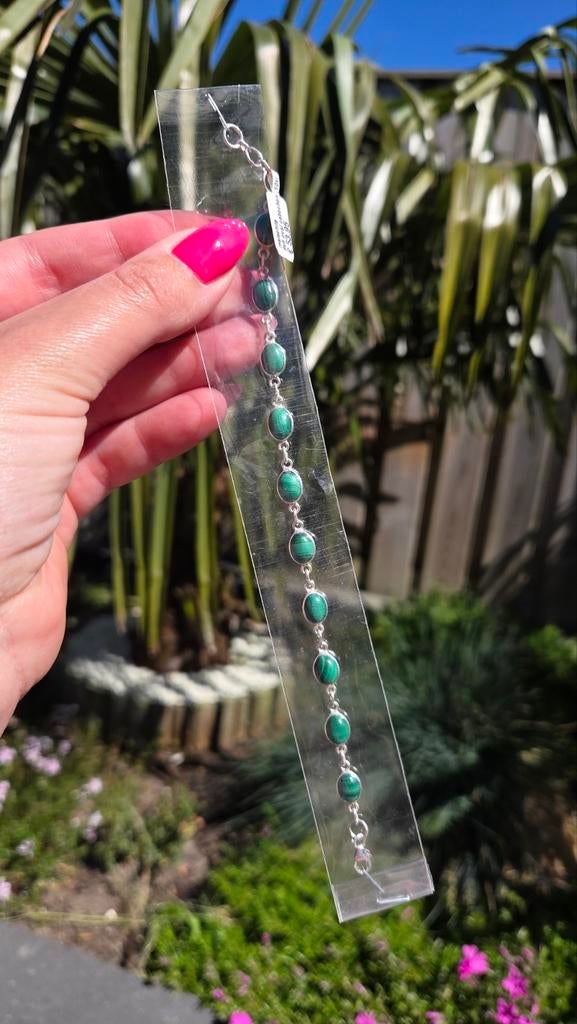 925 Zilveren Armband met Malachiet - 18 cm