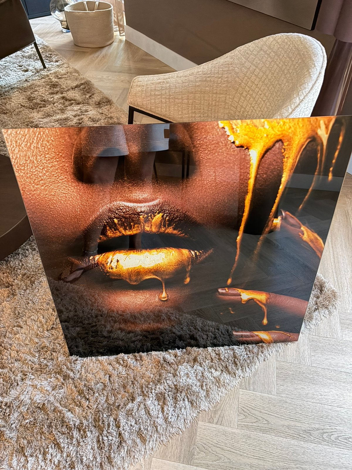 Glas schilderij, Huis en Inrichting, Woonaccessoires | Schilderijen, Tekeningen en Foto's, Ophalen, Zo goed als nieuw, 75 tot 100 cm