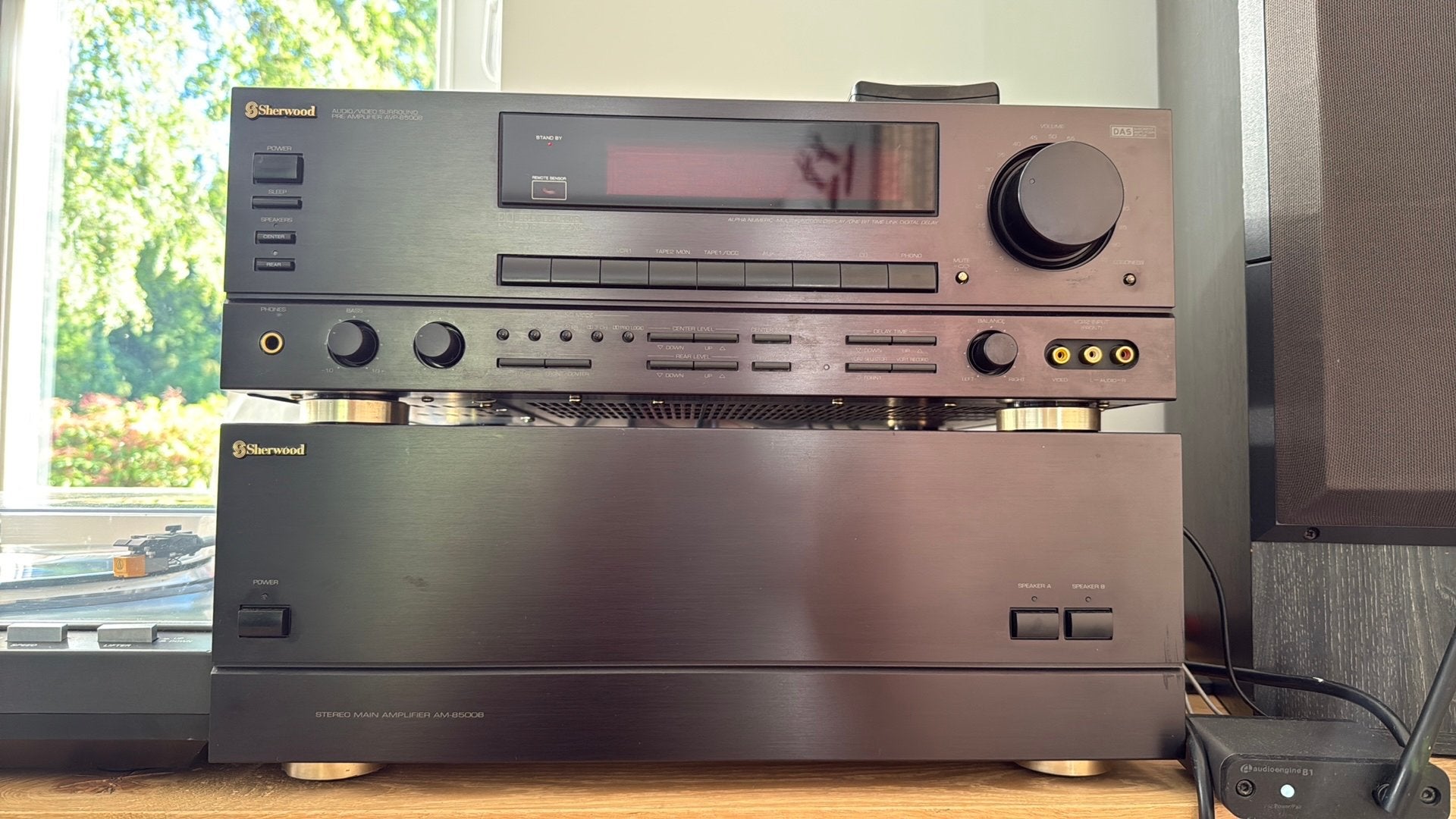 Sherwood AM 8500-B en AVP 8500-B Voor/Eind versterker, Ophalen, Zo goed als nieuw, 120 watt of meer, Overige merken