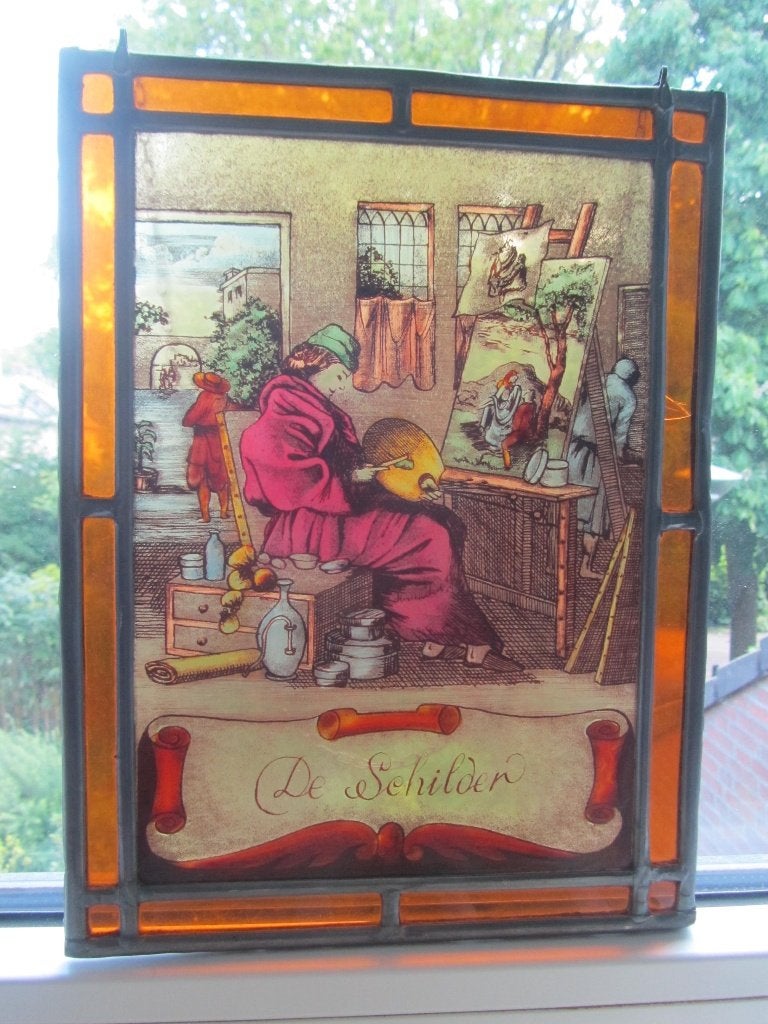 Glas in Lood Hanger, 20x28 cm, Antiek en Kunst, Ophalen of Verzenden