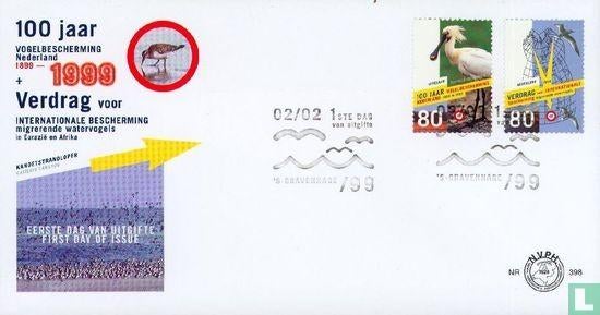 FDC E398 100 jaar Vogelbescherming 1999 NL onbeschreven, Postzegels en Munten, Postzegels | Eerstedagenveloppen, Ophalen of Verzenden