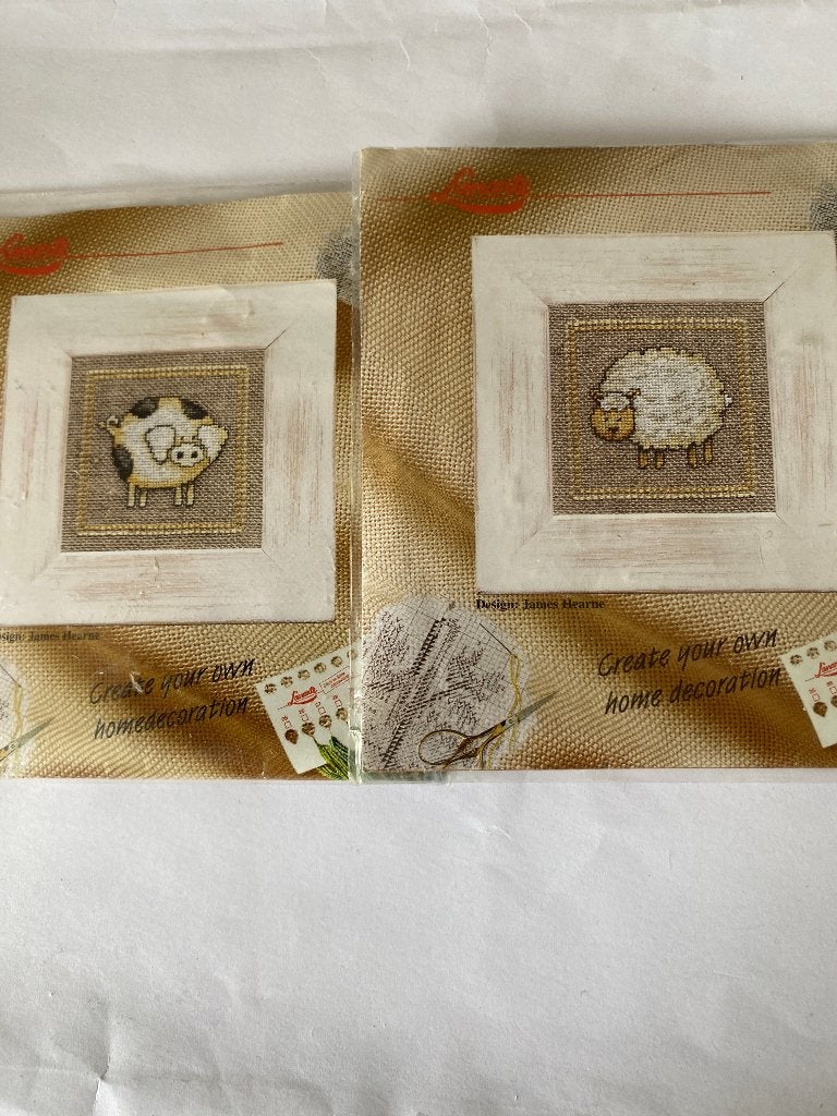 BORDUURPAKKET LANARTE SCHAAPJE + VARKENTJE, Verzenden, Nieuw, Handborduren, Borduurpakket