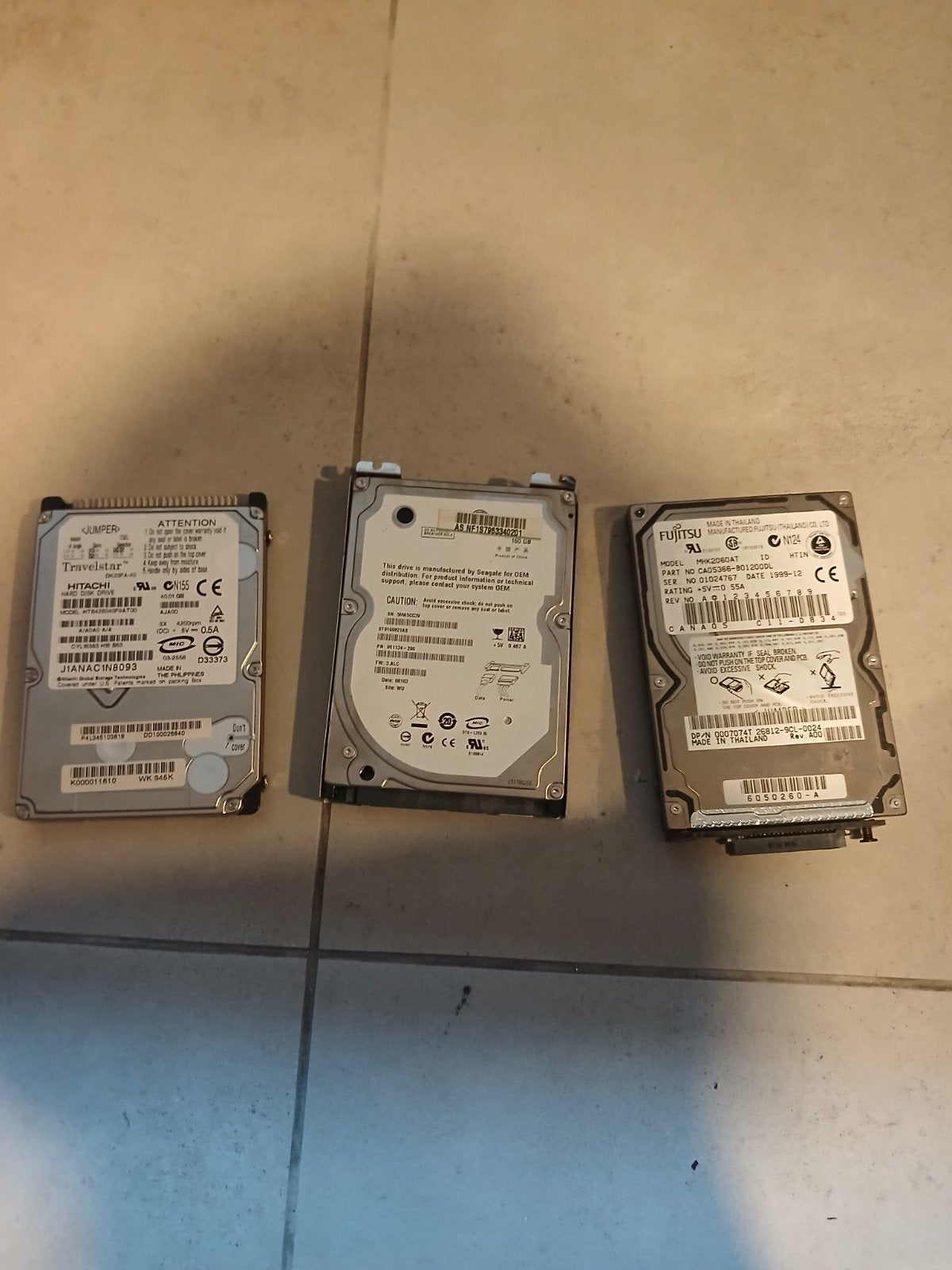 3x Laptop Harde Schijf 40GB - 160GB HDD, Computers en Software, Intern, Gebruikt, Hitachi, Fujitsu, Ophalen of Verzenden