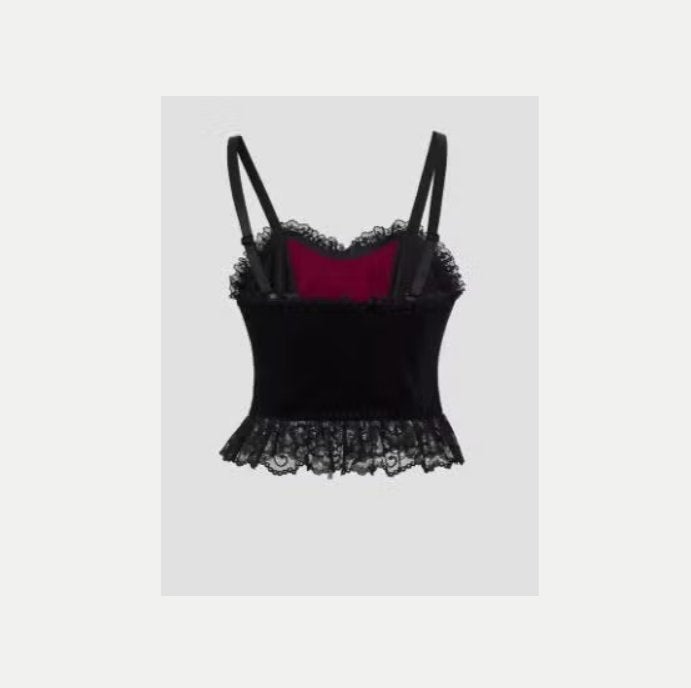 Gothic top Y2K stijl backless zwart met donkerrood, Ophalen of Verzenden, Nieuw, Maat 34 (XS) of kleiner, Zwart