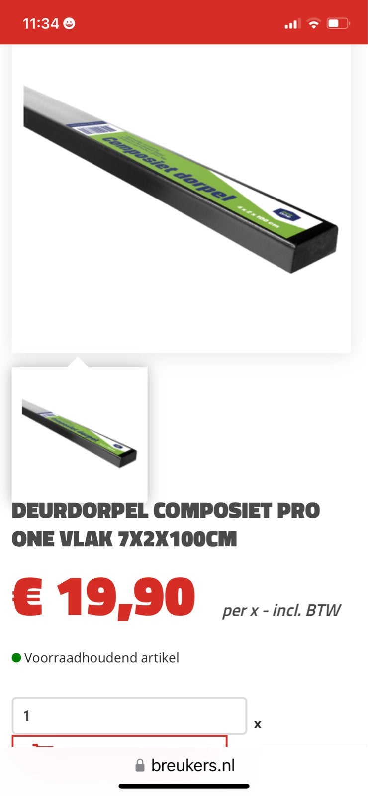 2x Nieuwe Pro One Deurdorpels - Composiet Vlak 7x2x100cm, Kunststof, Minder dan 80 cm, Overige typen, Minder dan 200 cm