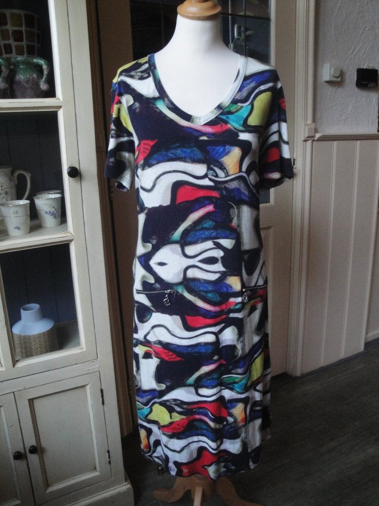 ANGELLE MILAN Jurkje maat L, Kleding | Dames, Jurken, Angelle Milan, Meerkleurig, Maat 42/44 (L), Ophalen of Verzenden