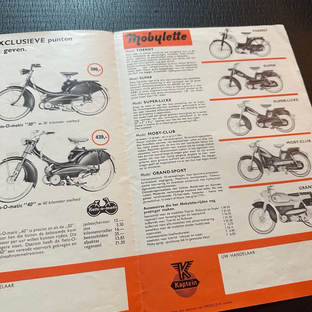 #12) KAPTEIN-MOBYLETTE - 1960 - Bromfiets Folder, Ophalen of Verzenden, Gelezen, Folder