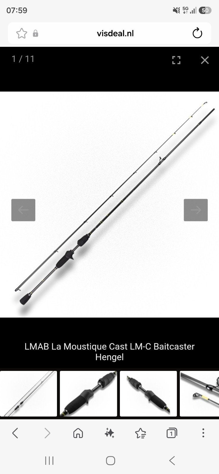 LMAB Spinhengel & Baitcaster Hengel 2.25m, Ophalen of Verzenden, Gebruikt, Werphengel