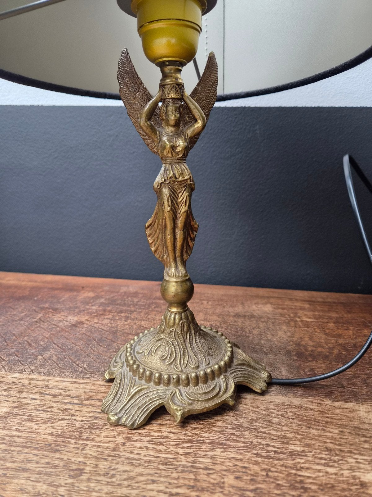 Vintage Messing Tafellamp - Empire Stijl Gevleugelde Godin, Antiek en Kunst, Ophalen of Verzenden