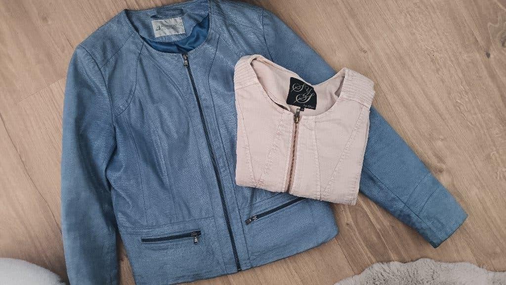 Jasjes Authentic clothing leer blauw en Steps spijker 40/42, Overige kleuren, Maat 42/44 (L), Onbekend, Ophalen of Verzenden