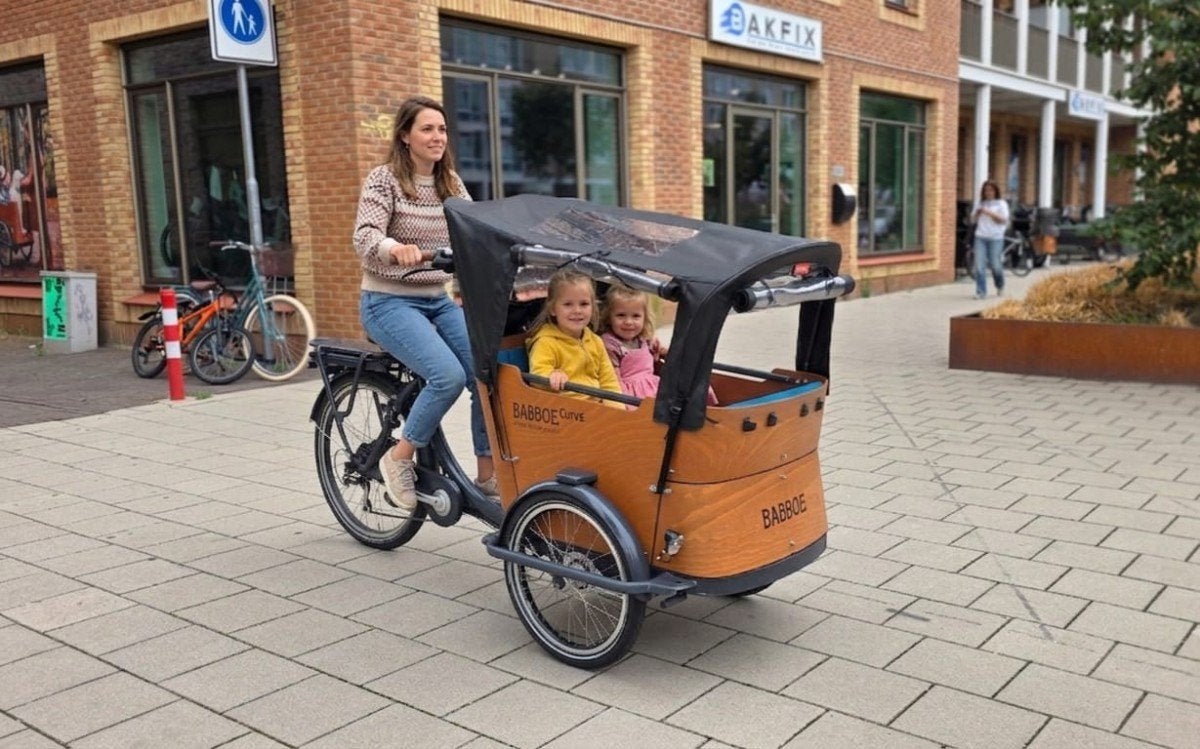 Babboe Curve-E Antraciet 49cm, Fietsen en Brommers, Fietsen | Bakfietsen, Gebruikt, -, -, Elektrisch