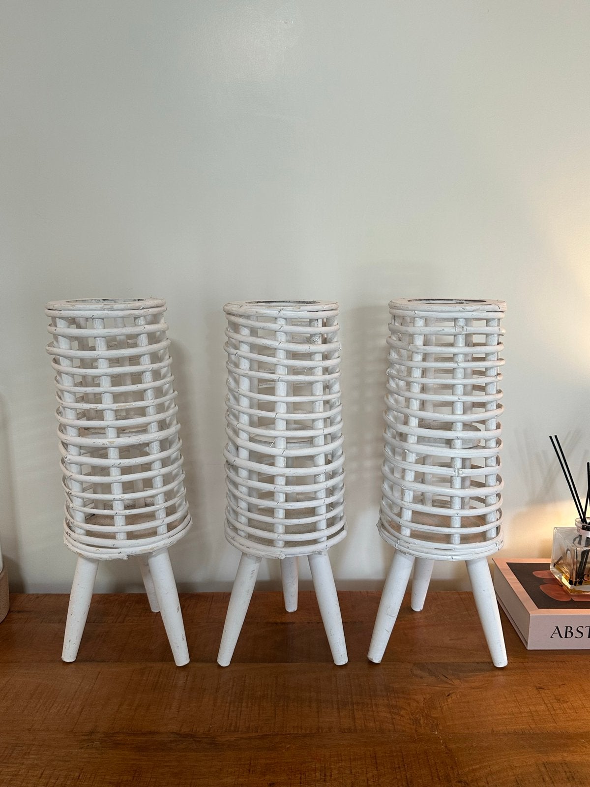 Set van 3 witte rotan lantaarns - Overkapping/Tuin decoratie, Tuin en Terras, Ophalen, Zo goed als nieuw, Overige materialen, Overige typen