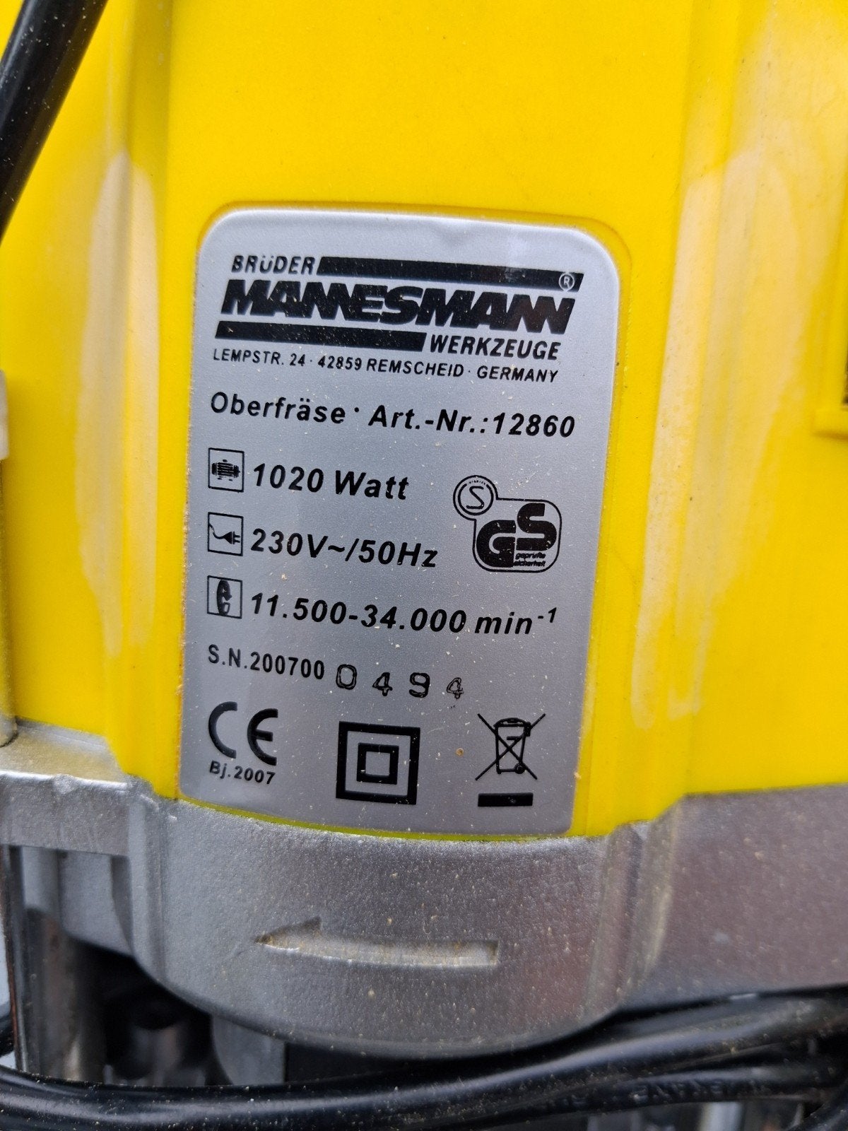Brüder Mannesmann Bovenfrees 1020W - Zo goed als nieuw, Doe-het-zelf en Verbouw, Gereedschap | Freesmachines, Ophalen, Brüder Mannesmann