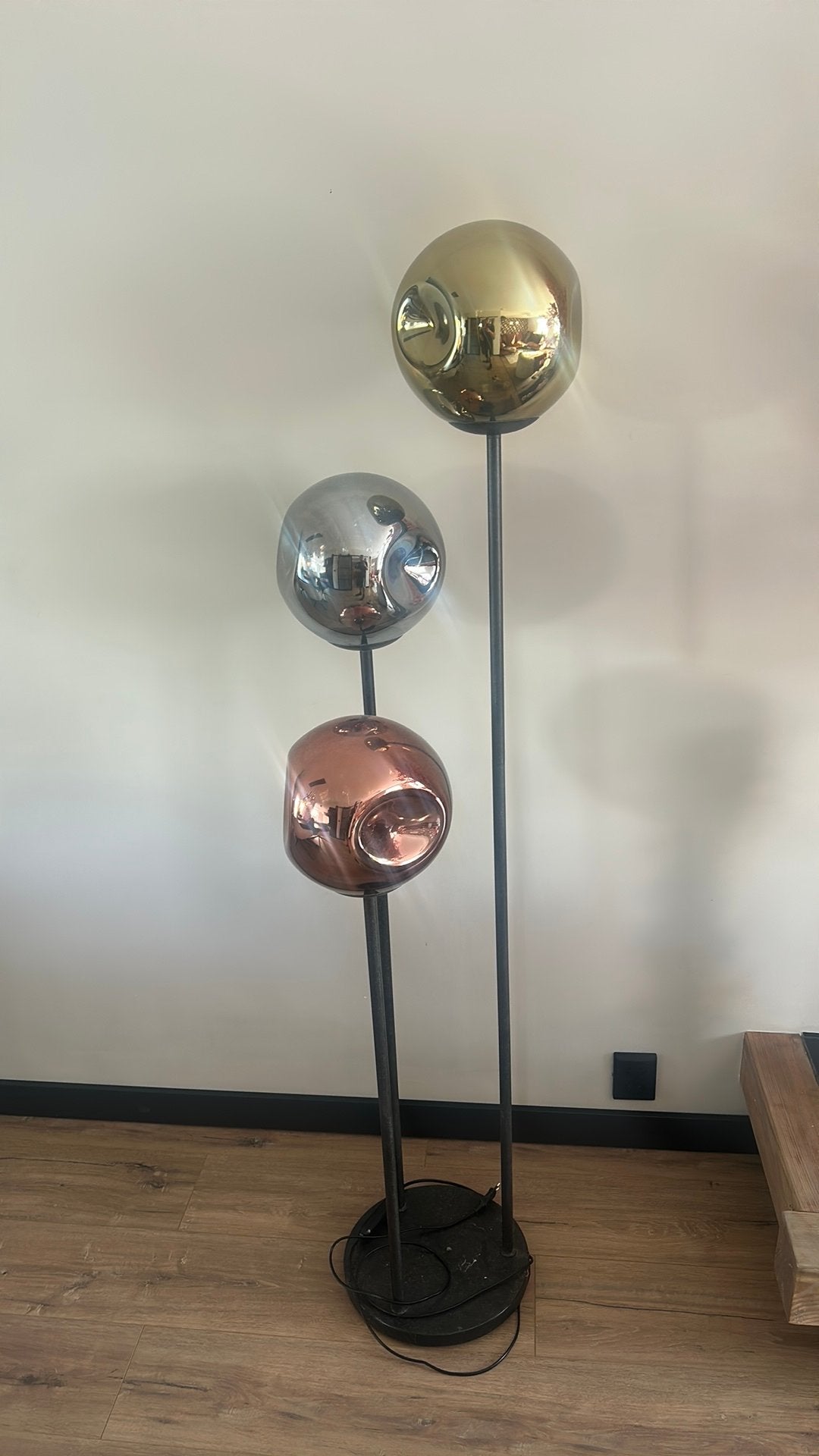 Moderne vloerlamp met 3 glazen bollen, Overige fittingen, Ophalen of Verzenden, 150 tot 200 cm, Glas