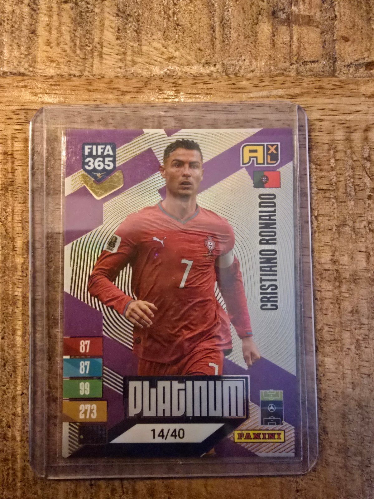 panini fifa adrenalyn 2027 platinum ronaldo, Ophalen of Verzenden, Zo goed als nieuw, Plaatje