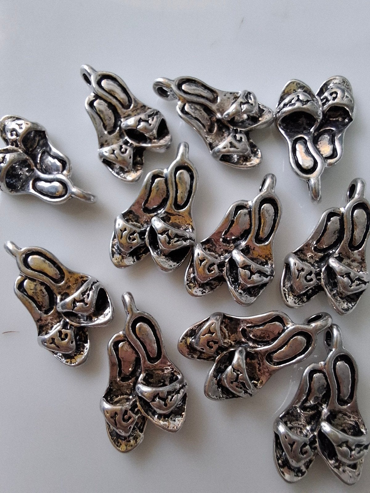 10 stuks bedels hangers metaal schoen zilver grijs, -, -, Nieuw, Bedel
