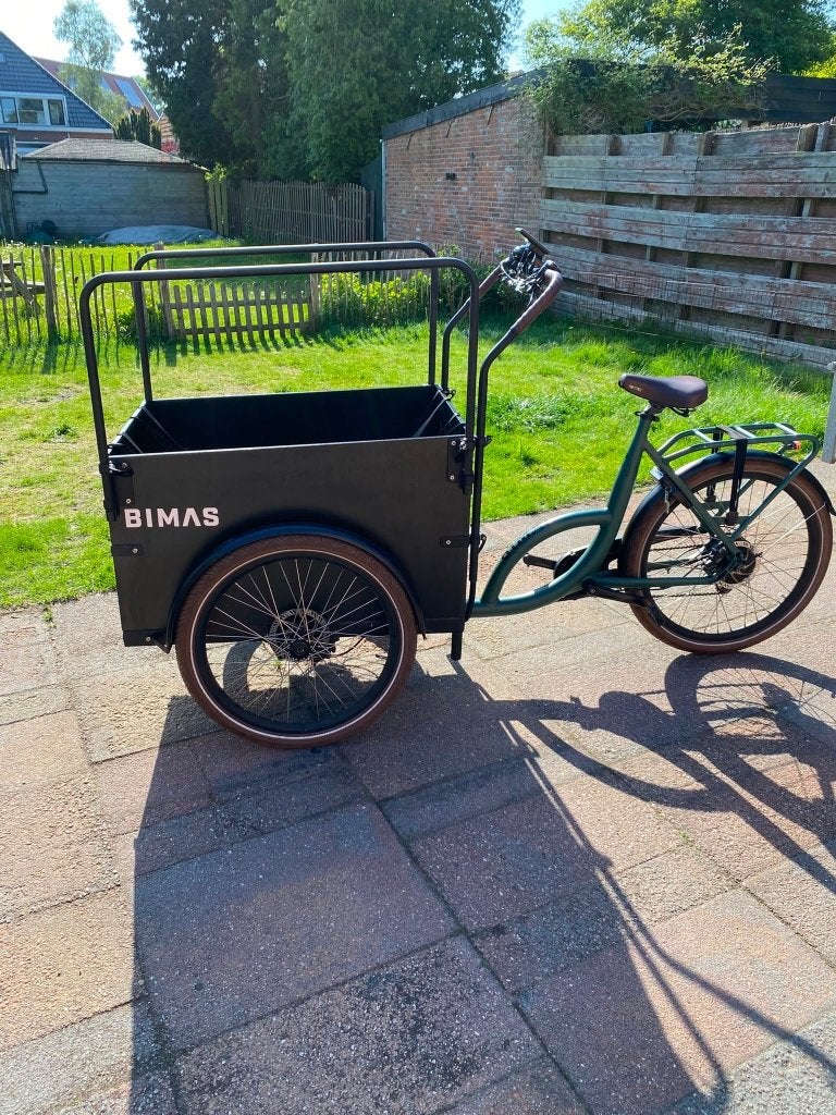 Bimas bakfiets e cargo, 4 kinderen of meer, Gebruikt, Elektrisch, Schijfrem