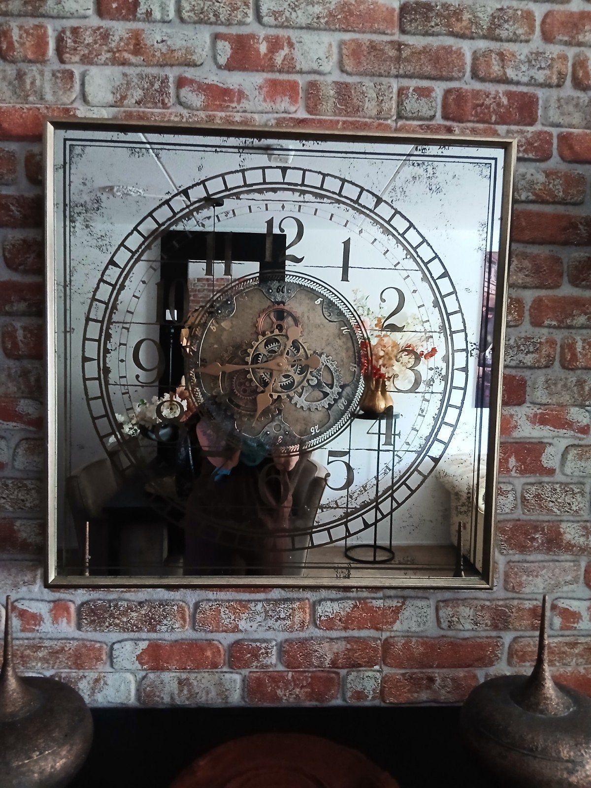 Grote Bronzen Klok Spiegel 80x80 cm 25 euro, Huis en Inrichting, Ophalen of Verzenden, Nieuw