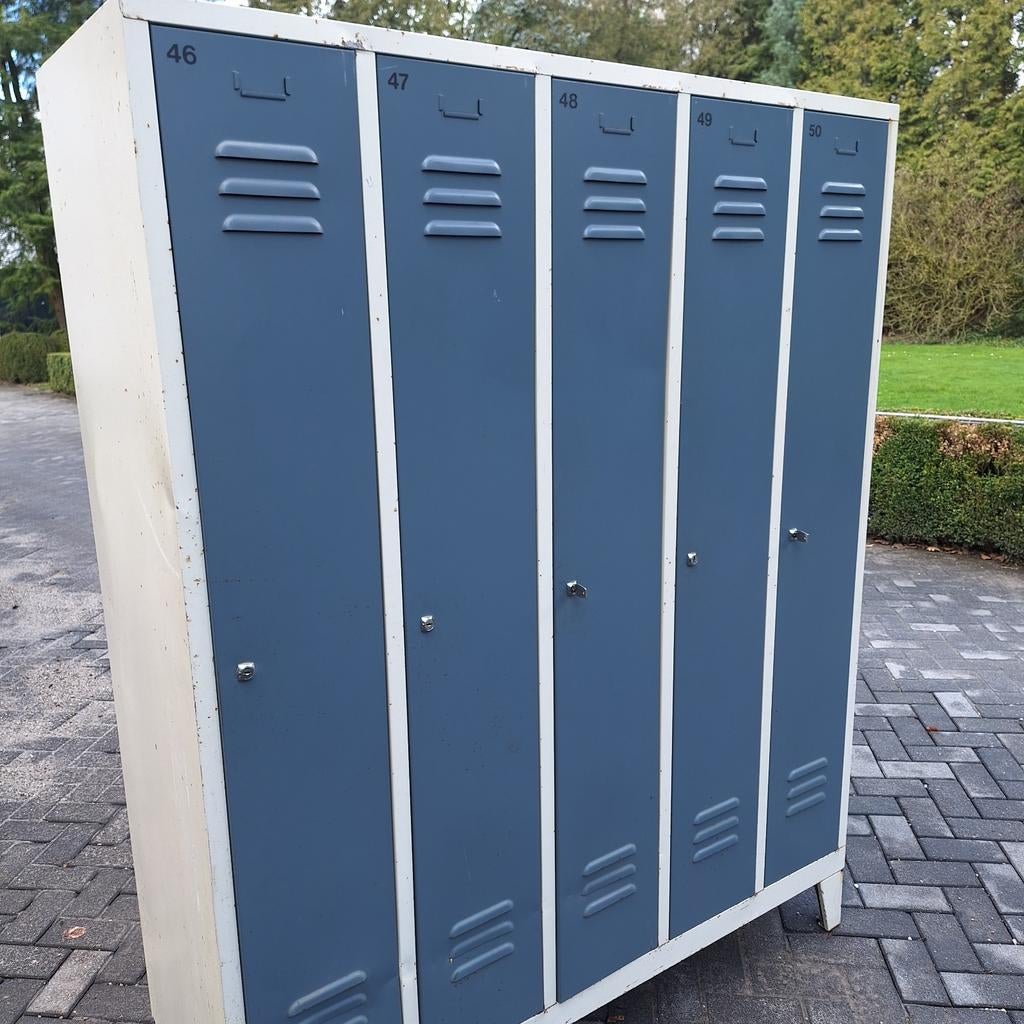 Vintage locker kast met 5 deuren - 3 sleutels missen, Gebruikt, Info@piet.nl, Ophalen of Verzenden, Hans