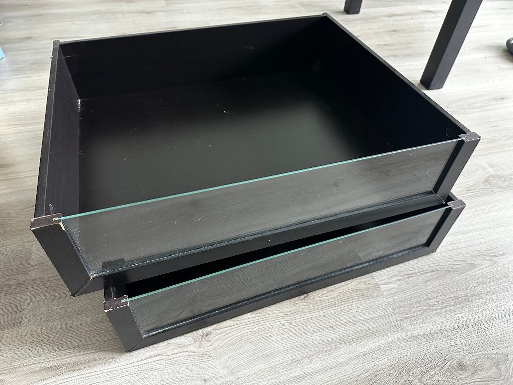 2 Black Glass-Front Drawers – Ideal for Wardrobes, Huis en Inrichting, Kasten | Ladekasten, Ophalen, Gebruikt, 1 of 2 laden, 50 tot 100 cm