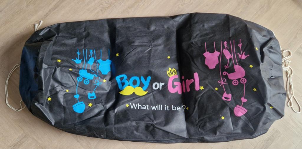 Gender Reveal Tas - Boy or Girl - Wat wordt het?, Ophalen of Verzenden, Zo goed als nieuw, Versiering, Geboorte of Huwelijk