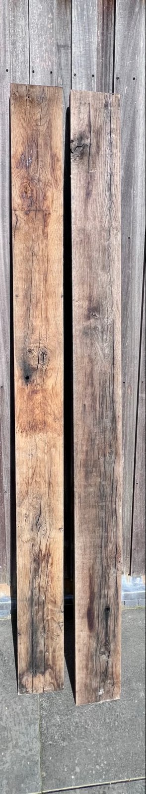 2x Oude gebruikte eiken wagonplanken 38x160mm, Ophalen, Gebruikt, 25 tot 50 mm, Eiken