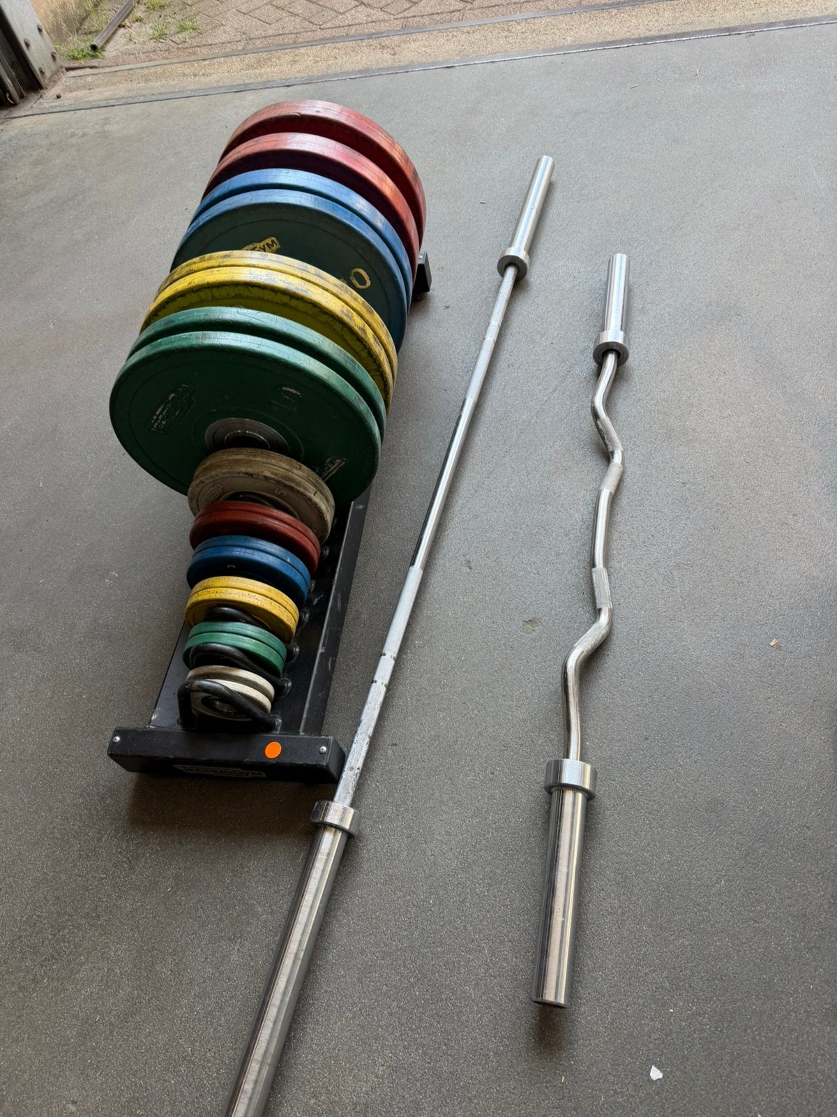 165kg Technogym Olympische Training Plates , Barbell + Rek, Ophalen, Gebruikt, Halterschijven