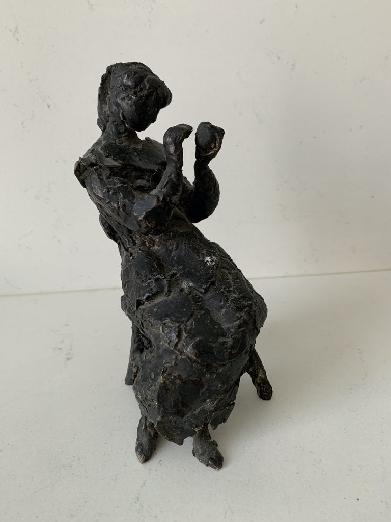 Bronzen beeld van Jos van Riemsdijk (1915-2005), Minder dan 20 cm, Ophalen of Verzenden, Beeld, Bruin
