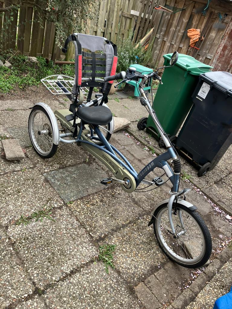 Driewielfiets van raam in prima staat, Ophalen of Verzenden, Gebruikt, Schijfrem