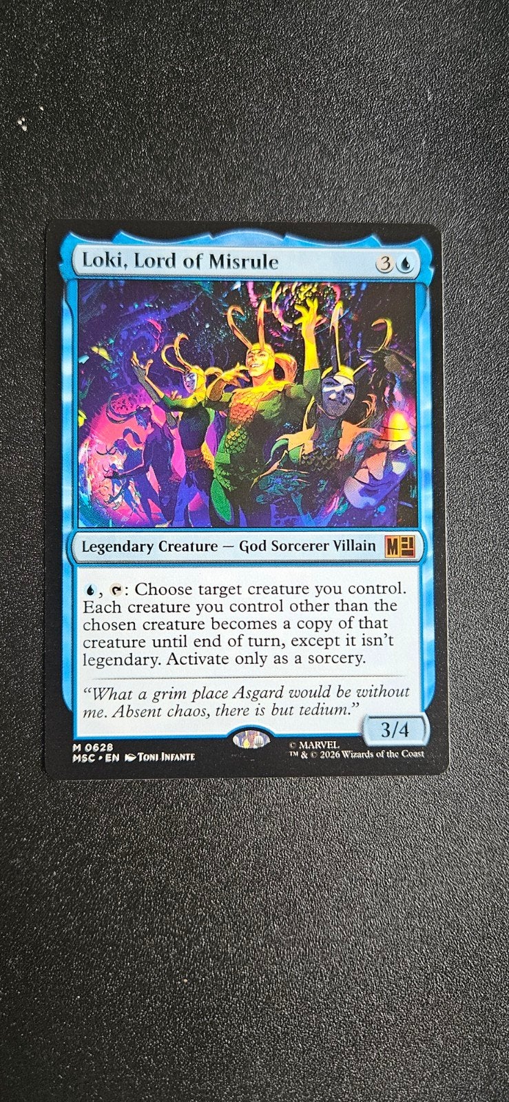 Magic the gathering Marvel Super Loki, Lord of Misrule 628, Ophalen of Verzenden, Nieuw, Losse kaart, Foil