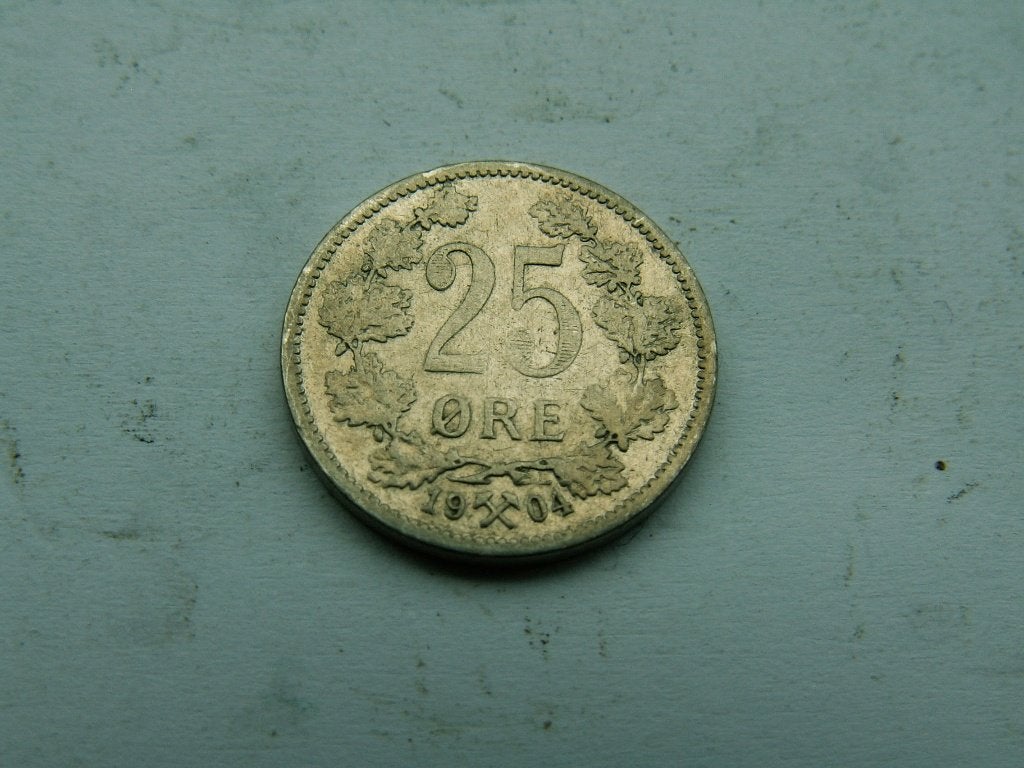 NOORWEGEN.  25 Ore - 1904, Verzenden, Overige landen, Losse munt, Zilver