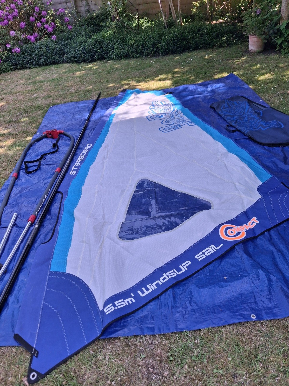 Starboard Compact Rig 5.5m2 tuigage incl baseplate  zgan, Watersport en Boten, Windsurfen, 5 tot 6.5 m², Met draagtas, Ophalen of Verzenden