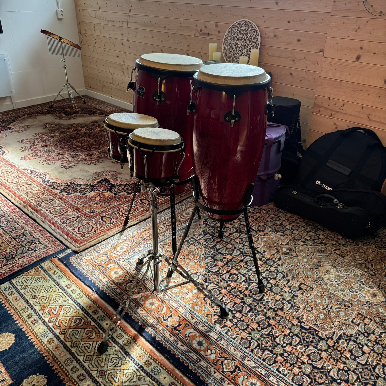 Schalloch Conga 2x en Bongo op statieven, Muziek en Instrumenten, Percussie, Ophalen, Zo goed als nieuw