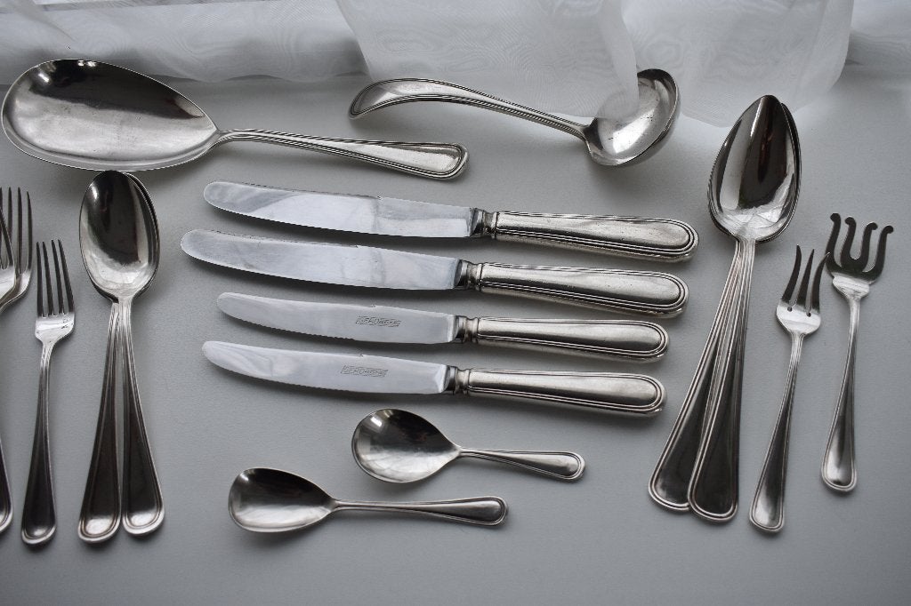 Gero 455 Tradition messen jus lepel rijst & 420 sardine vork, Ophalen of Verzenden, Gebruikt, Metaal, Bestek