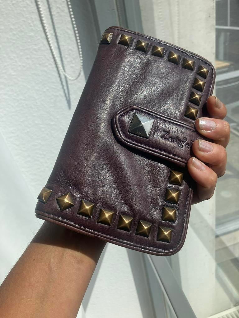 Zadig & Voltaire Brown Studded Soft Leather Wallet, Sieraden, Tassen en Uiterlijk, Portemonnees, Verzenden, Gebruikt, Bruin, Leer