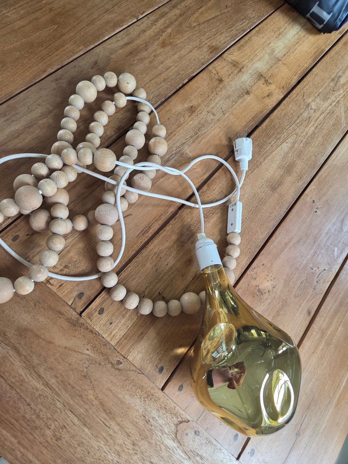 Decoratieve lamp met gave kralen ketting, Zo goed als nieuw, Bohemian, Scandinavisch, Modern, Glas, E27 (groot)