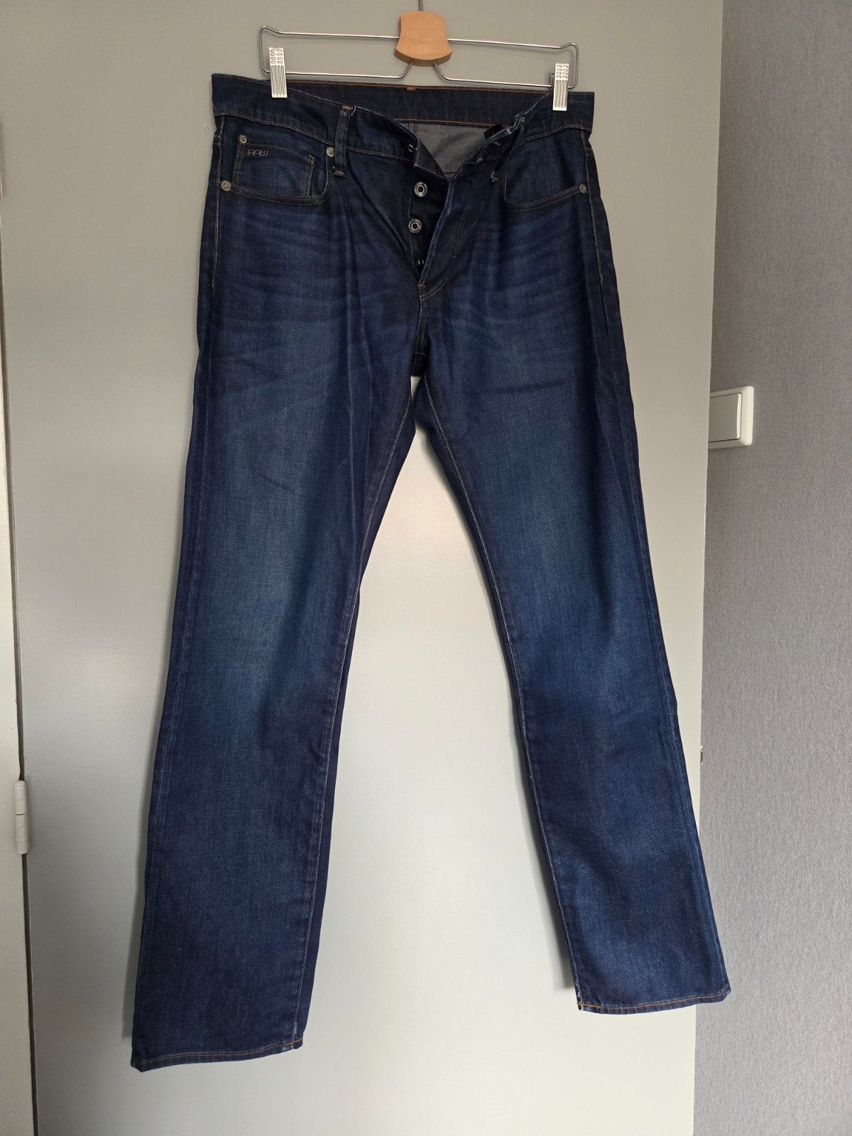 G-Star RAW 3301 Straight Jeans W32 L34, Blauw, W32 (confectie 46) of kleiner, Ophalen of Verzenden, Zo goed als nieuw